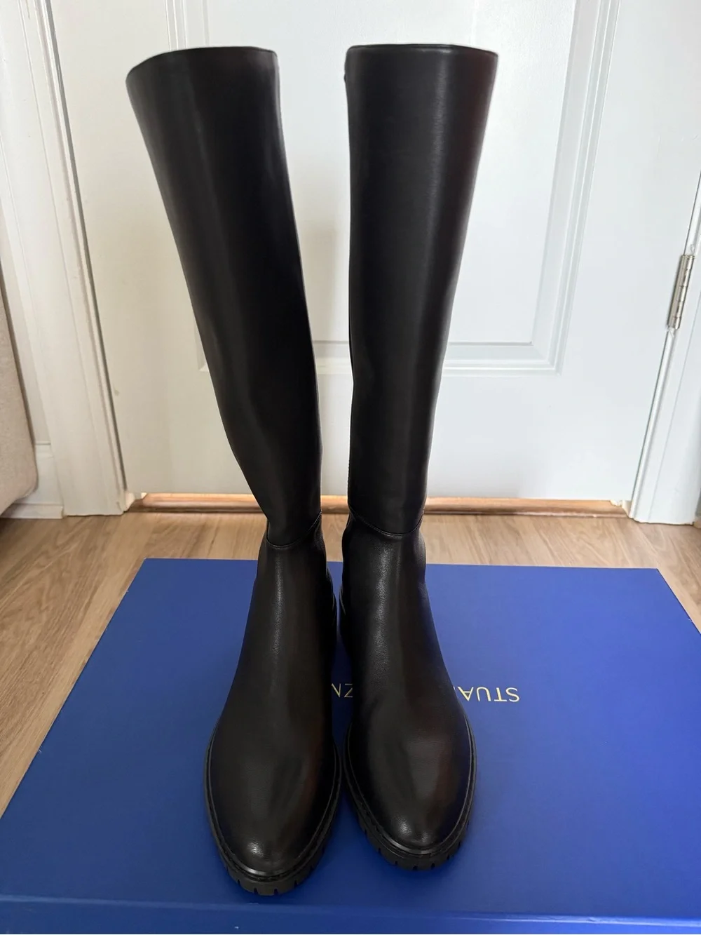 Stuart Weitzman Black City Knee High Leather Boots